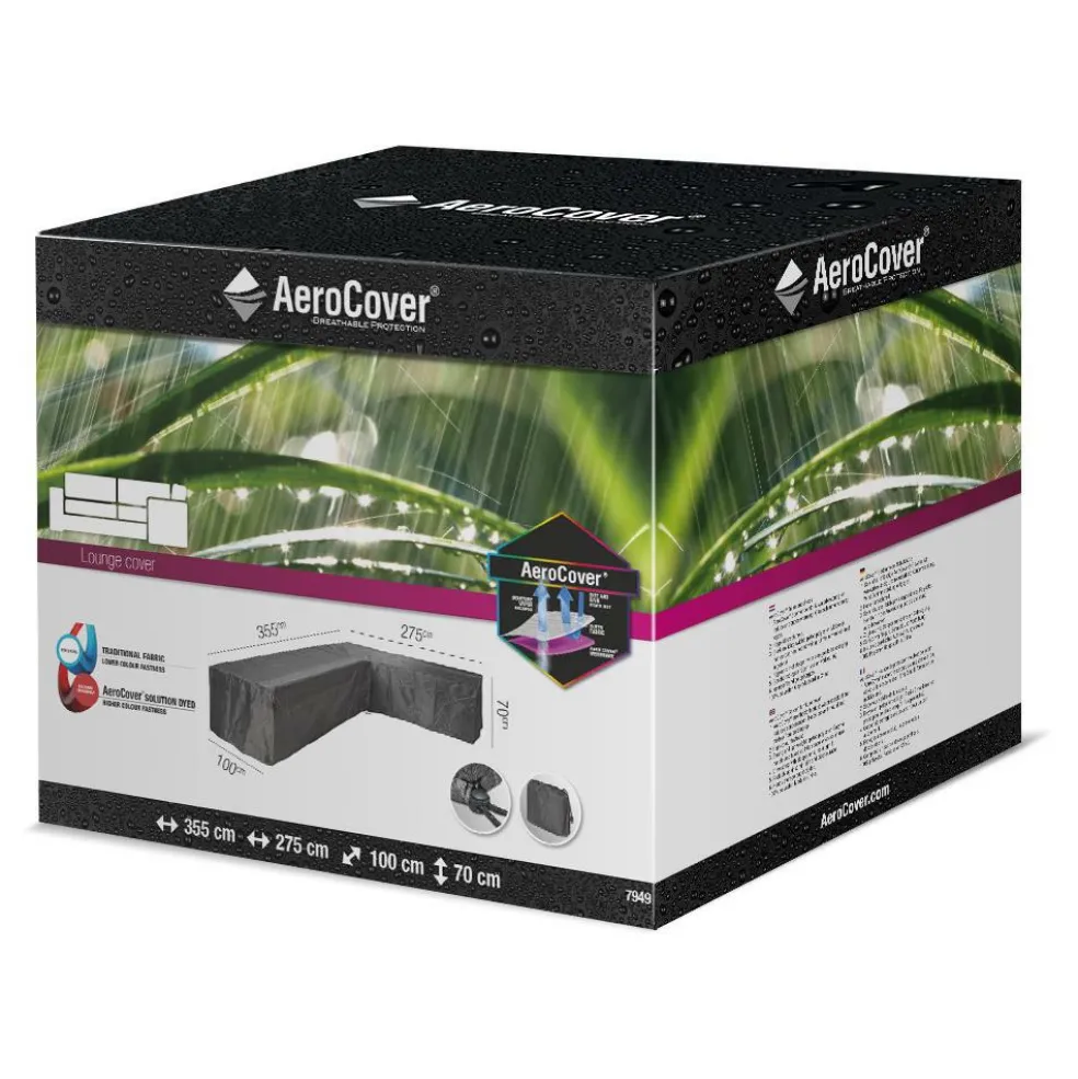 Aerocover Loungesethoes hoekset L-vorm rechts 275 x 355 antraciet