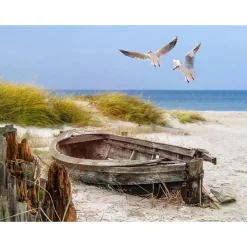 All Seasons Posters  strand met boot 80 x 60 tuinposter