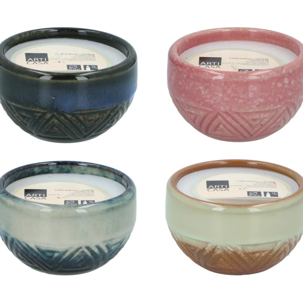Arti Casa Citronella aztec pot kaars assorti