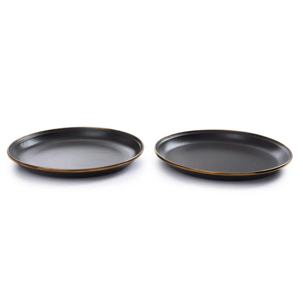 Barebones Emaille plat bord ø 210 mm charcoal 2-pack