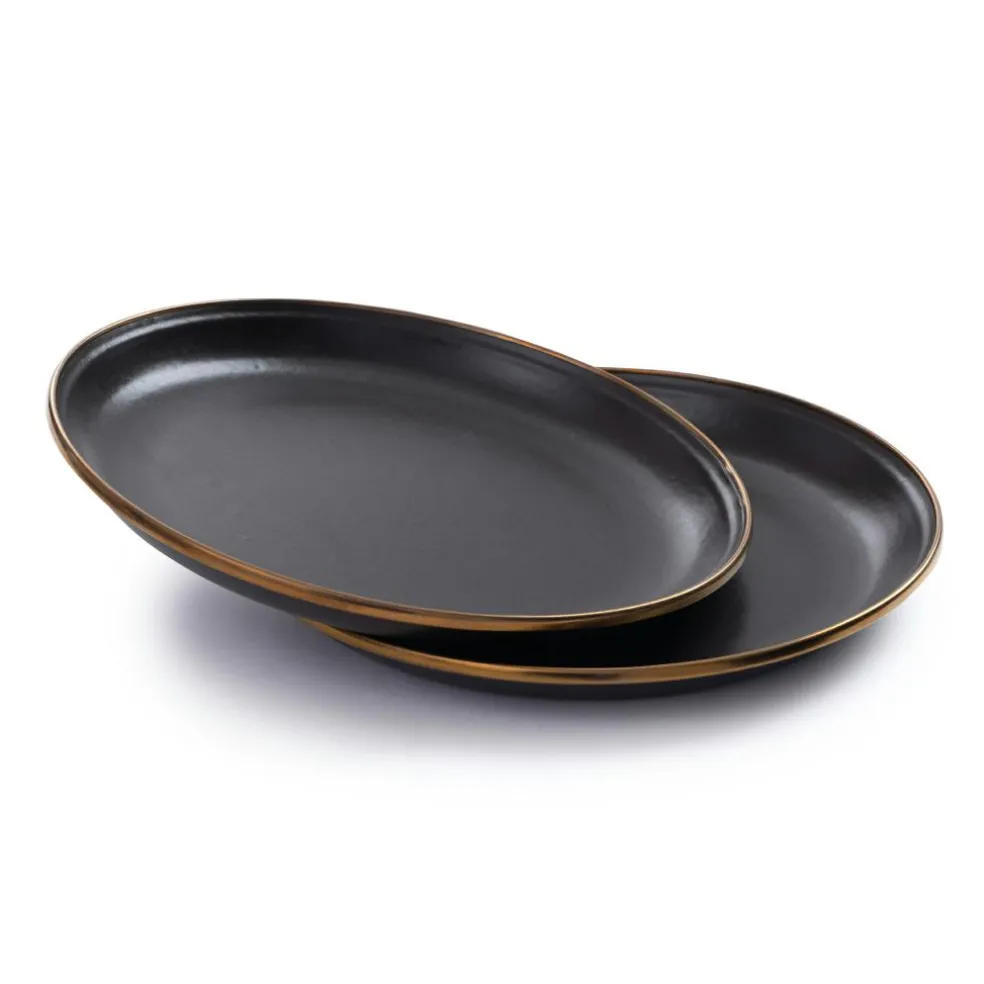 Barebones Emaille plat bord ø 210 mm charcoal 2-pack