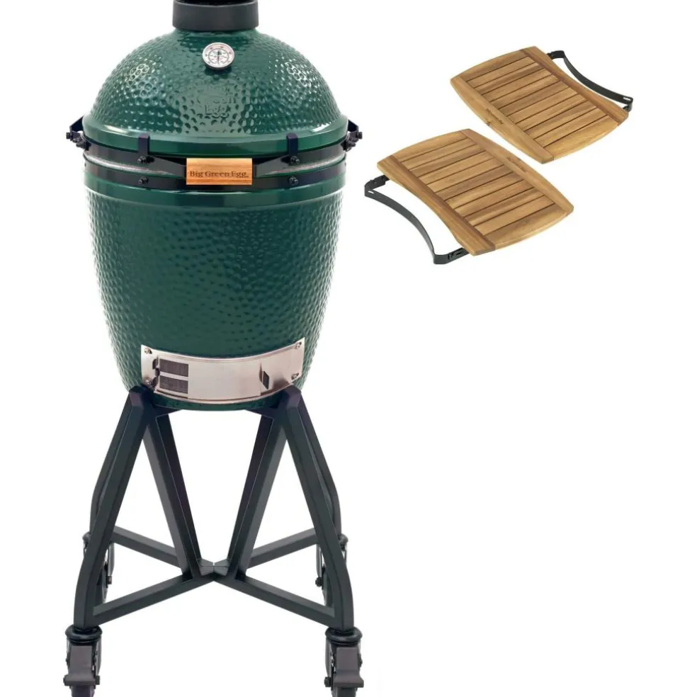 Big Green Egg Medium houtskoolbarbecue met onderstel en zijtafels
