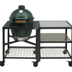 Big Green Egg  Medium houtskoolbarbecue met frame en uitbreidingsframe SS SS grid