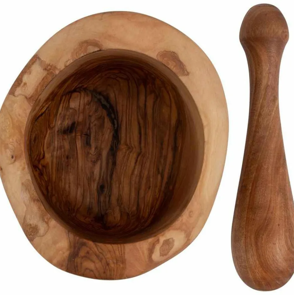 Bowls and Dishes Olijfhouten vijzel B-keuze 14 centimeter