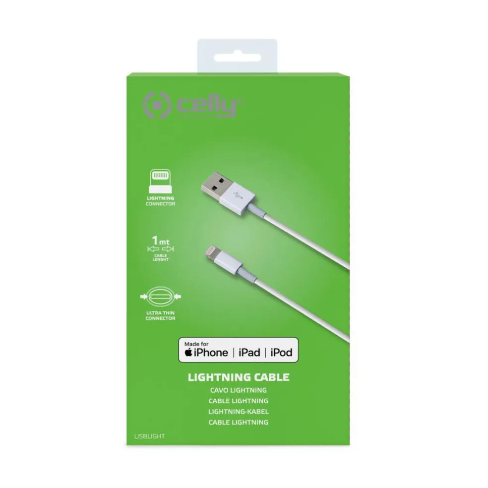Celly Lightning USB oplaadkabel 1 meter wit