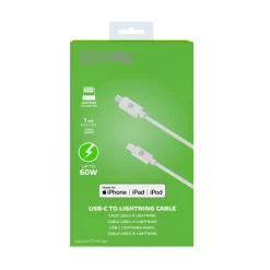 Celly USB-C 60W oplaadkabel 1 meter wit