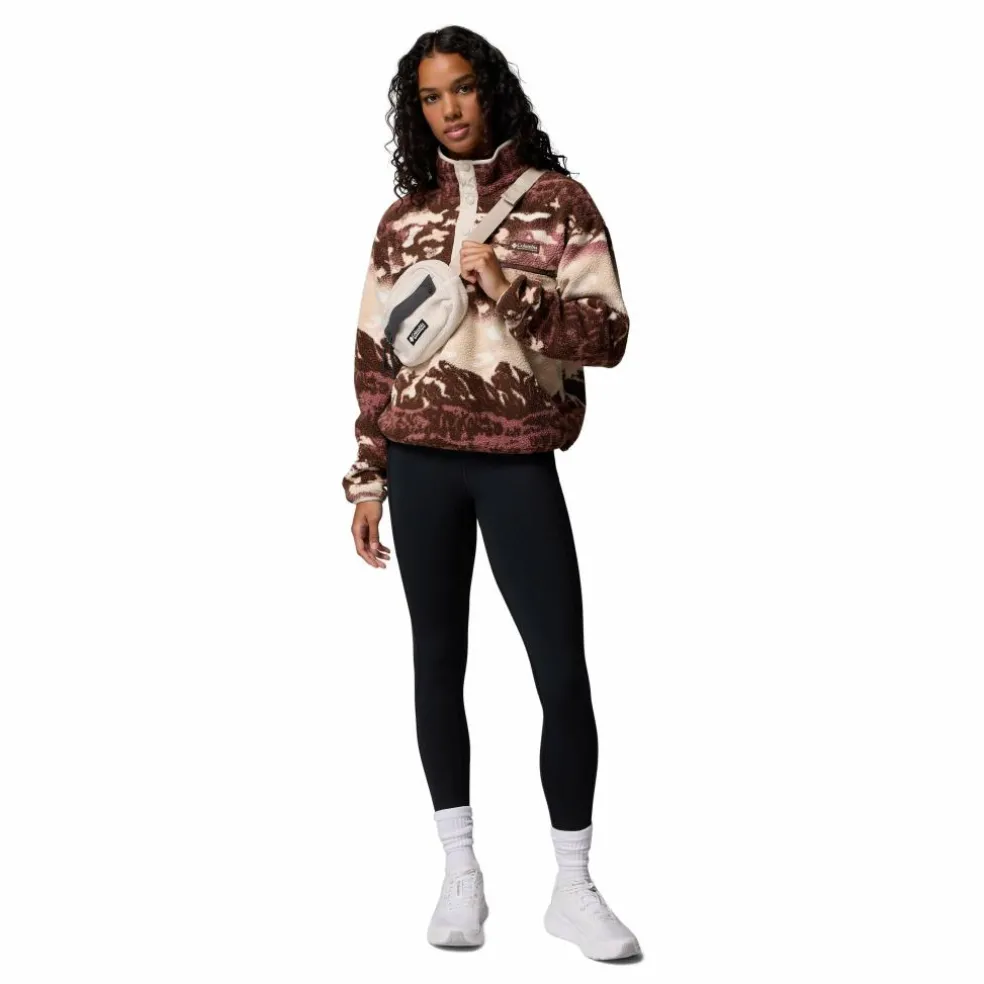 Columbia Helvetia II Printed Cropped Half Snap sweater dames tobacco sisters dark stone