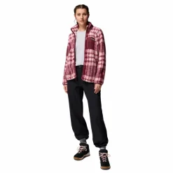 Columbia West Bend Print fleece vest dames rich wine herringplaid