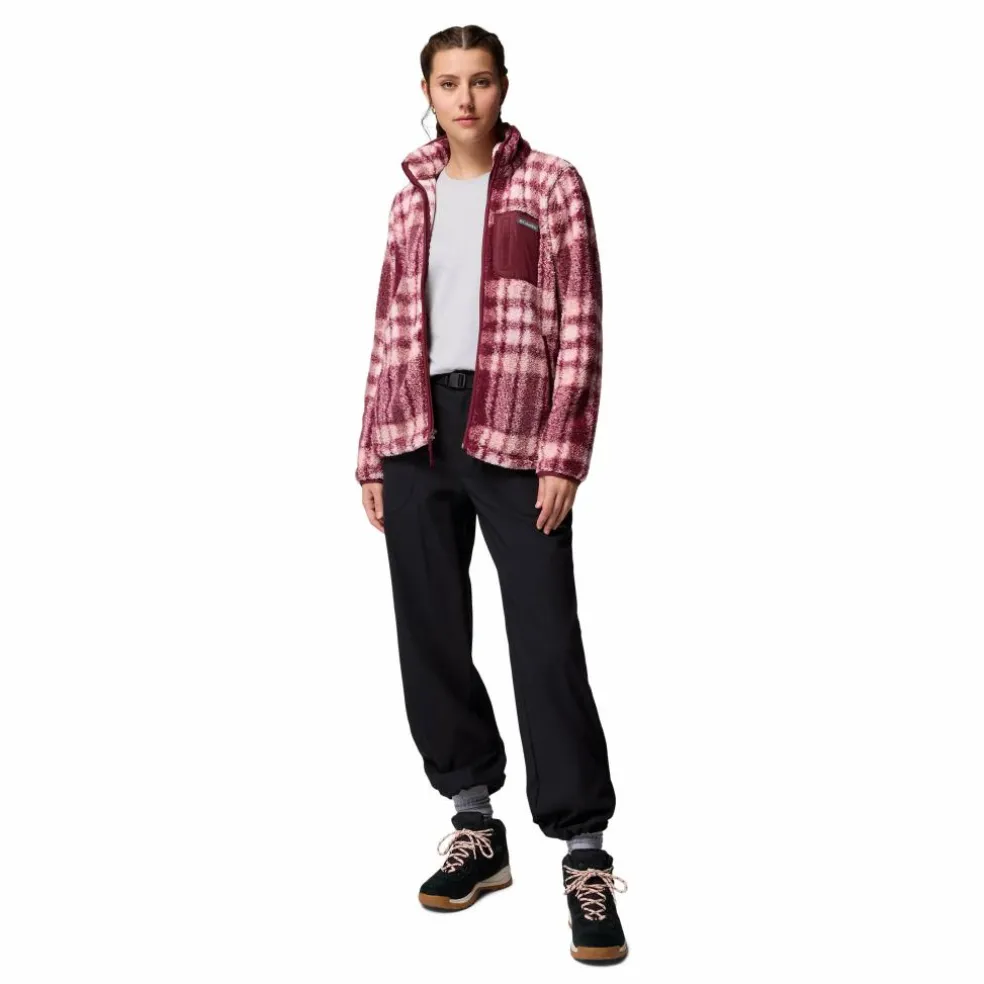 Columbia West Bend Print fleece vest dames rich wine herringplaid