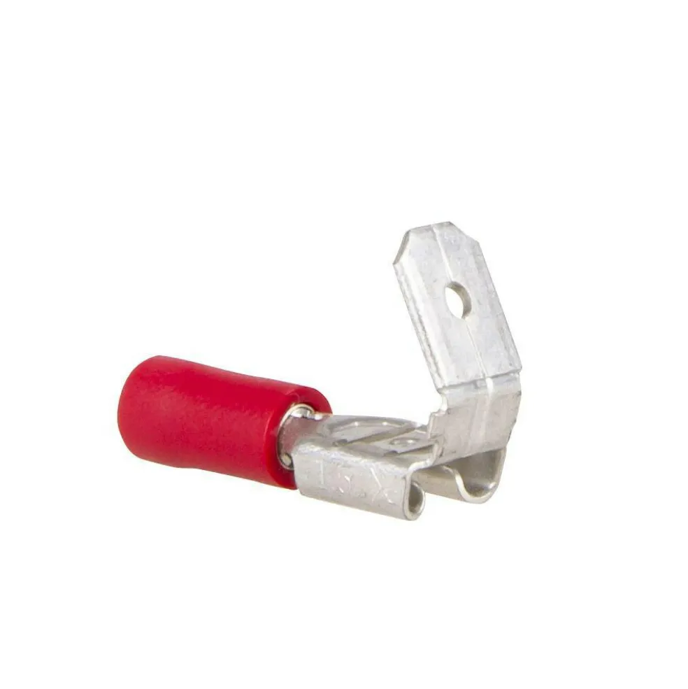 DWS Vlakstekkerhuls 6,3 mm met extra tab rood per 10 stuks