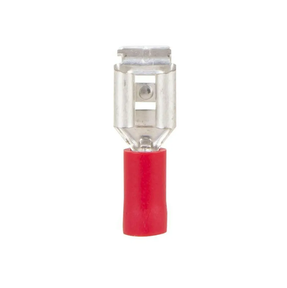 DWS Vlakstekkerhuls 6,3 mm met extra tab rood per 10 stuks