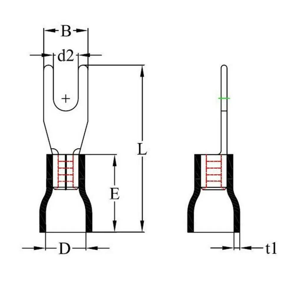 DWS Vork kabelschoen M5 geel per 10 stuks