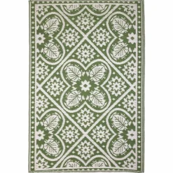 Esschert Design  Bladeren buitenkleed 120 x 180 cm green white