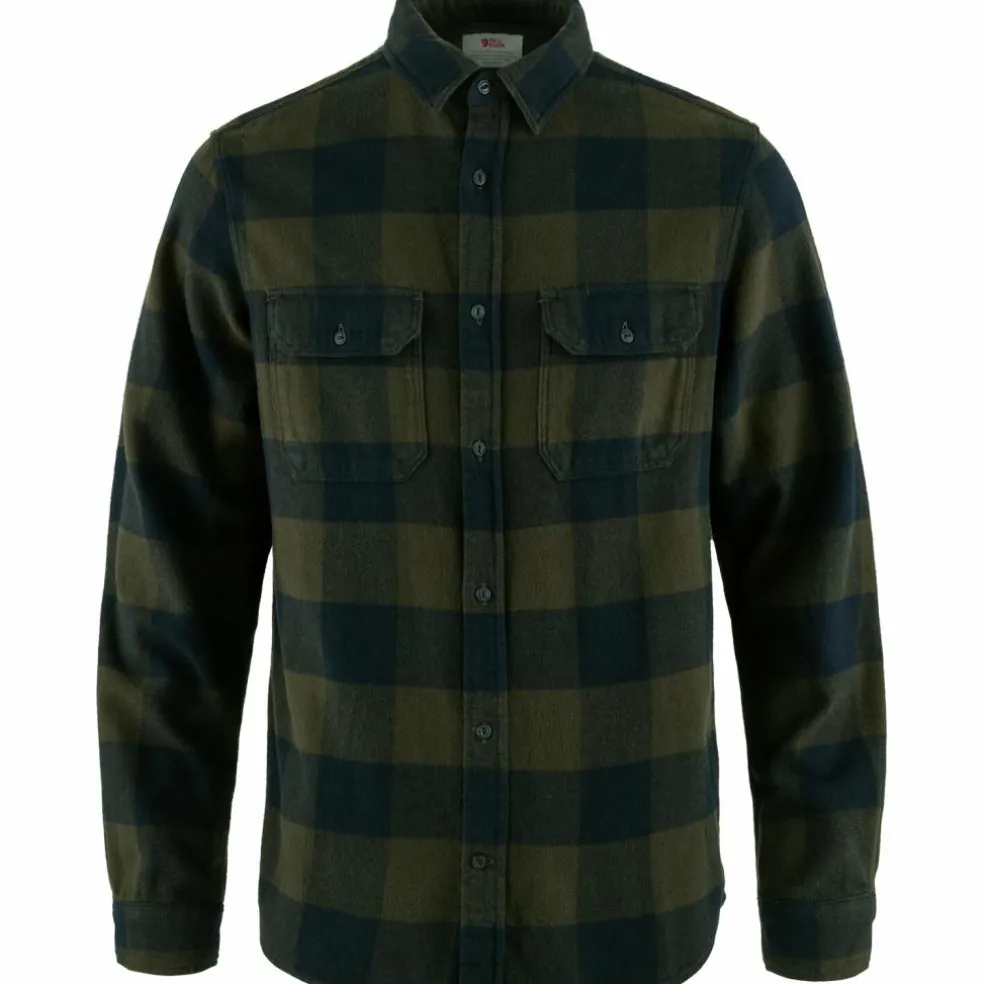 Fjällräven Ovik Heavy Flannel overhemd heren deep forest dark navy