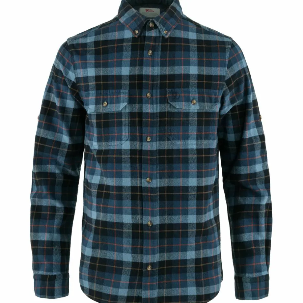 Fjällräven Singi Heavy Flannel overhemd heren dark navy indigo blue