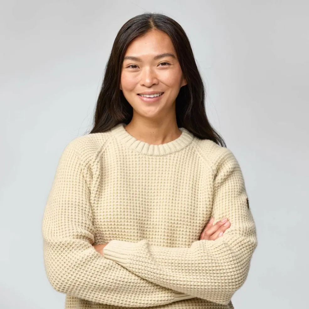Fjällräven Övik Waffle Knit sweater dames light beige