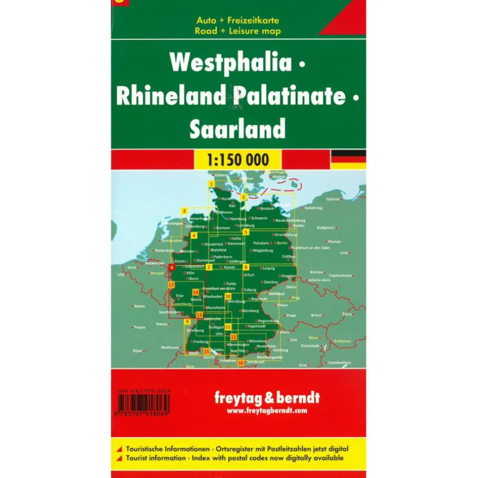 Freytag & Berndt Westfalen Rheinland Pfalz Saarland vrijetijds- en wegenkaart