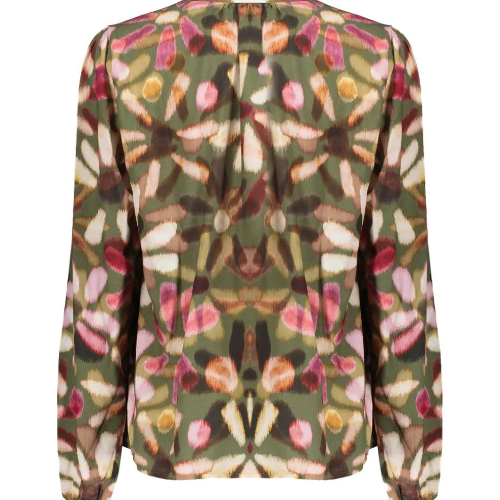 Geisha blouse dames green red