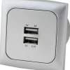 Haba C-line 12V USB contactdoos zilver