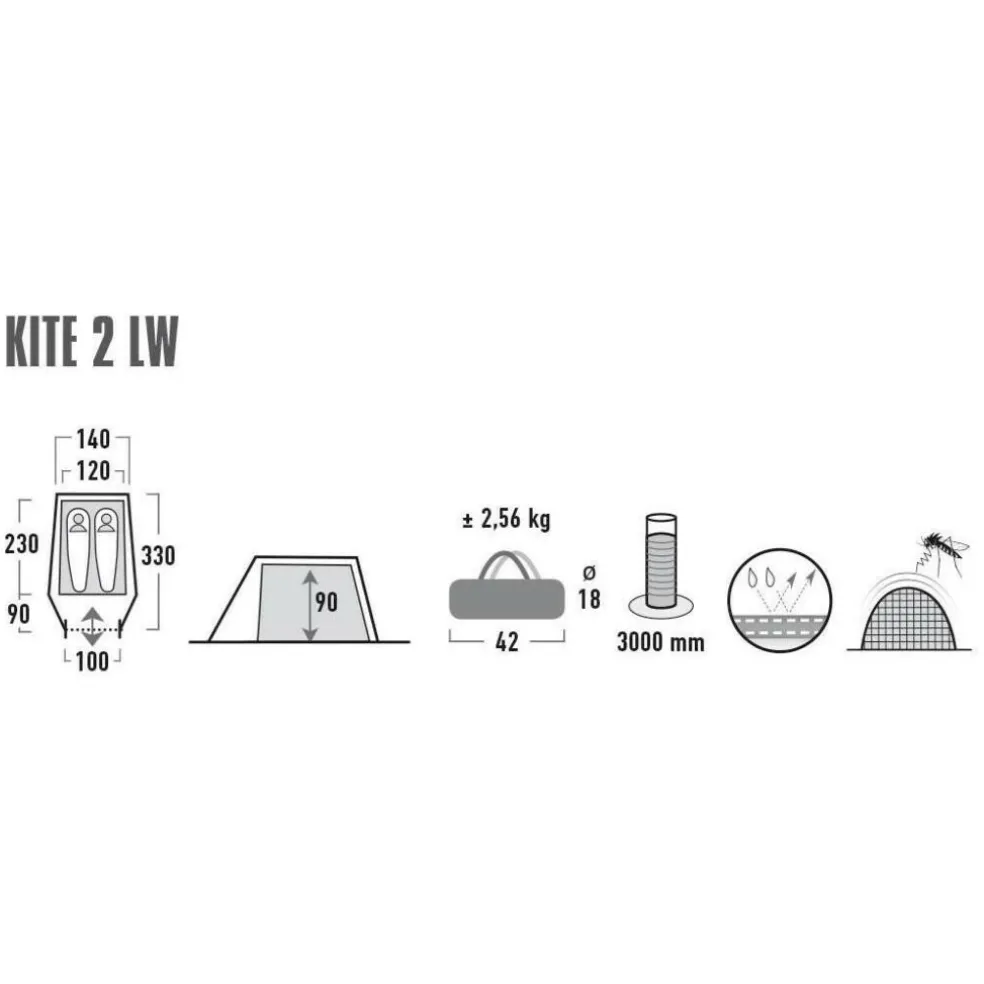 High Peak Kite 2 LW lichtgewicht tunneltent pesto red