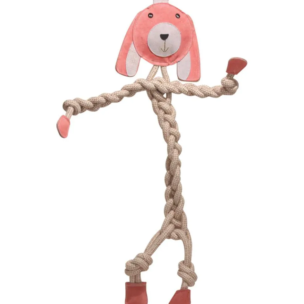 HuggleHounds Bitsy Bunny Natural Rope Knottie Large hondenspeelgoed