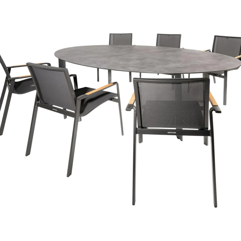 Kettler HPL Edge 240 Diamond 6 dining tuinset antraciet