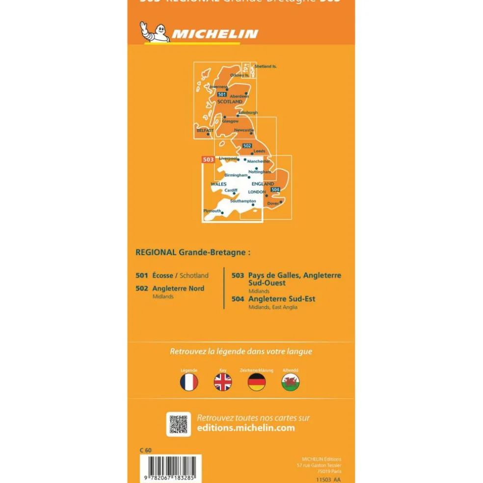 Michelin 503 Wales Zuidwest-Engeland wegenkaart