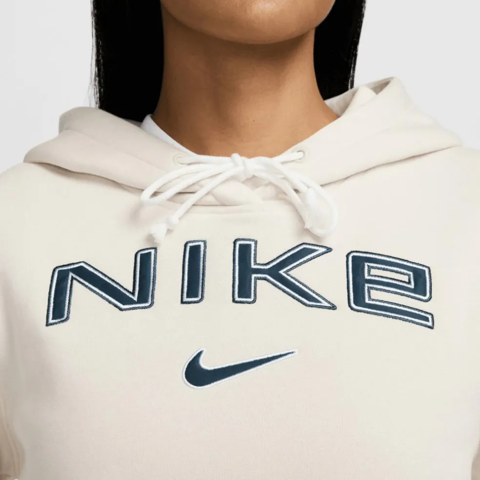 Nike Sportswear Phoenix Fleece Logo hoodie dames light orewood brown white armor