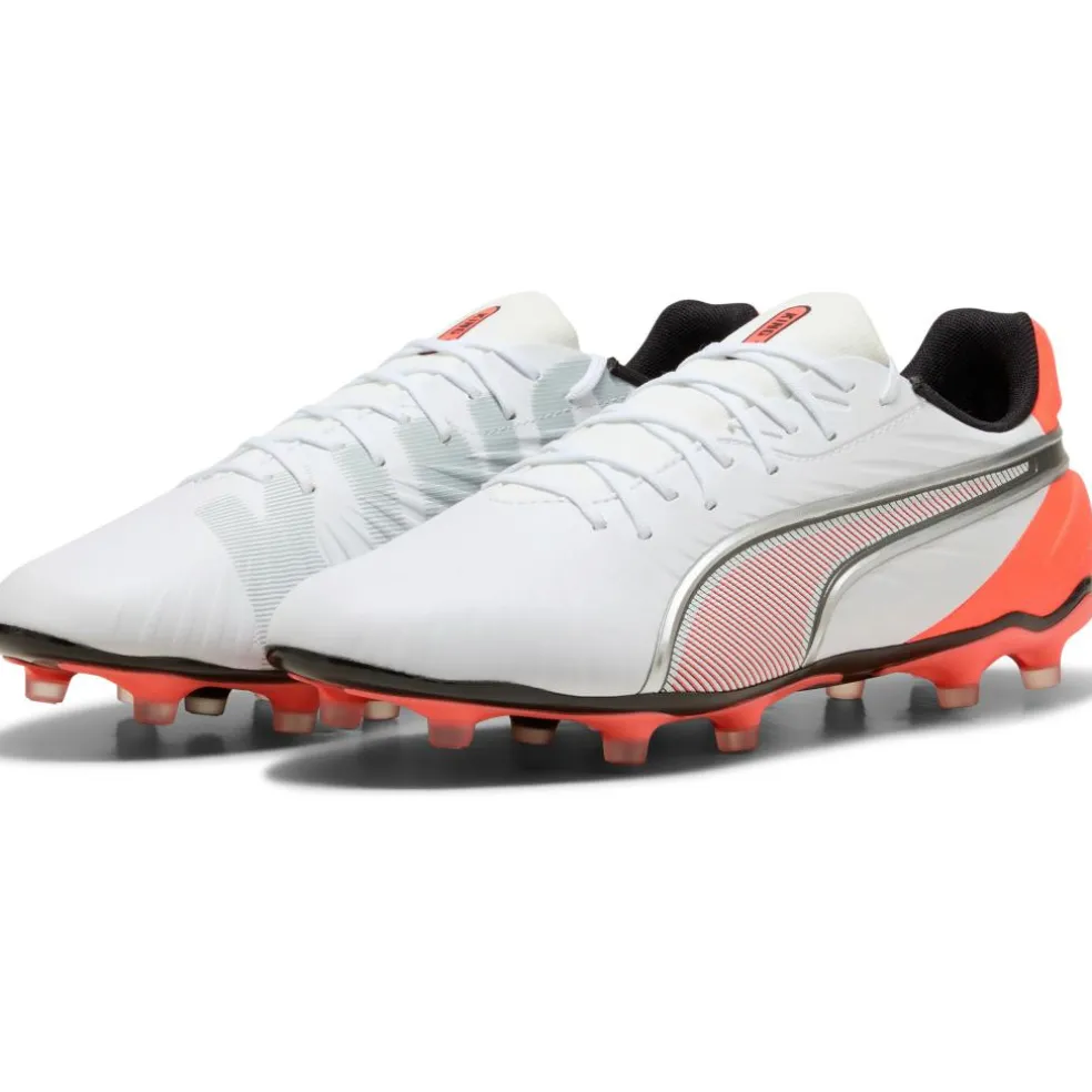 Puma King Match FG - AG voetbalschoenen PUMA white PUMA silver glowing red
