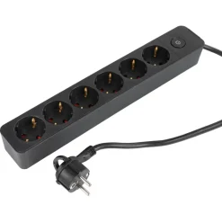 Q-Link 6-voudige stekkerdoos met schakelaar 1,5 meter  zwart