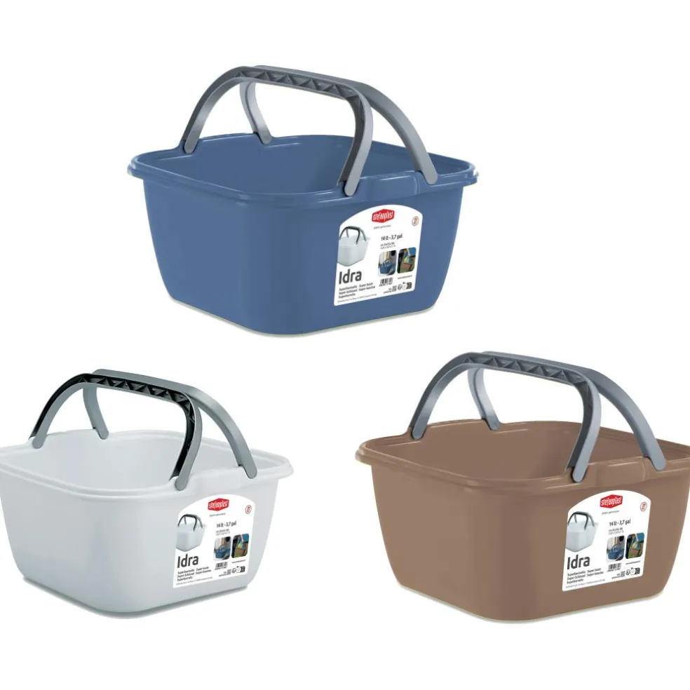 Stefanplast Vierkante afwasteil met hengsels 14 liter assorti