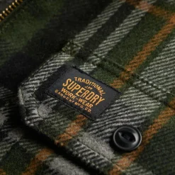 Superdry Wool Miller vest heren buckshot check olive
