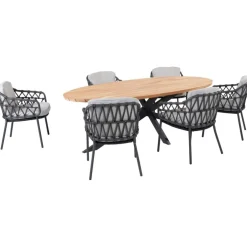TASTE by 4 Seasons  Prado 240 Calpi 6 tuinset ovaal teak anthracite
