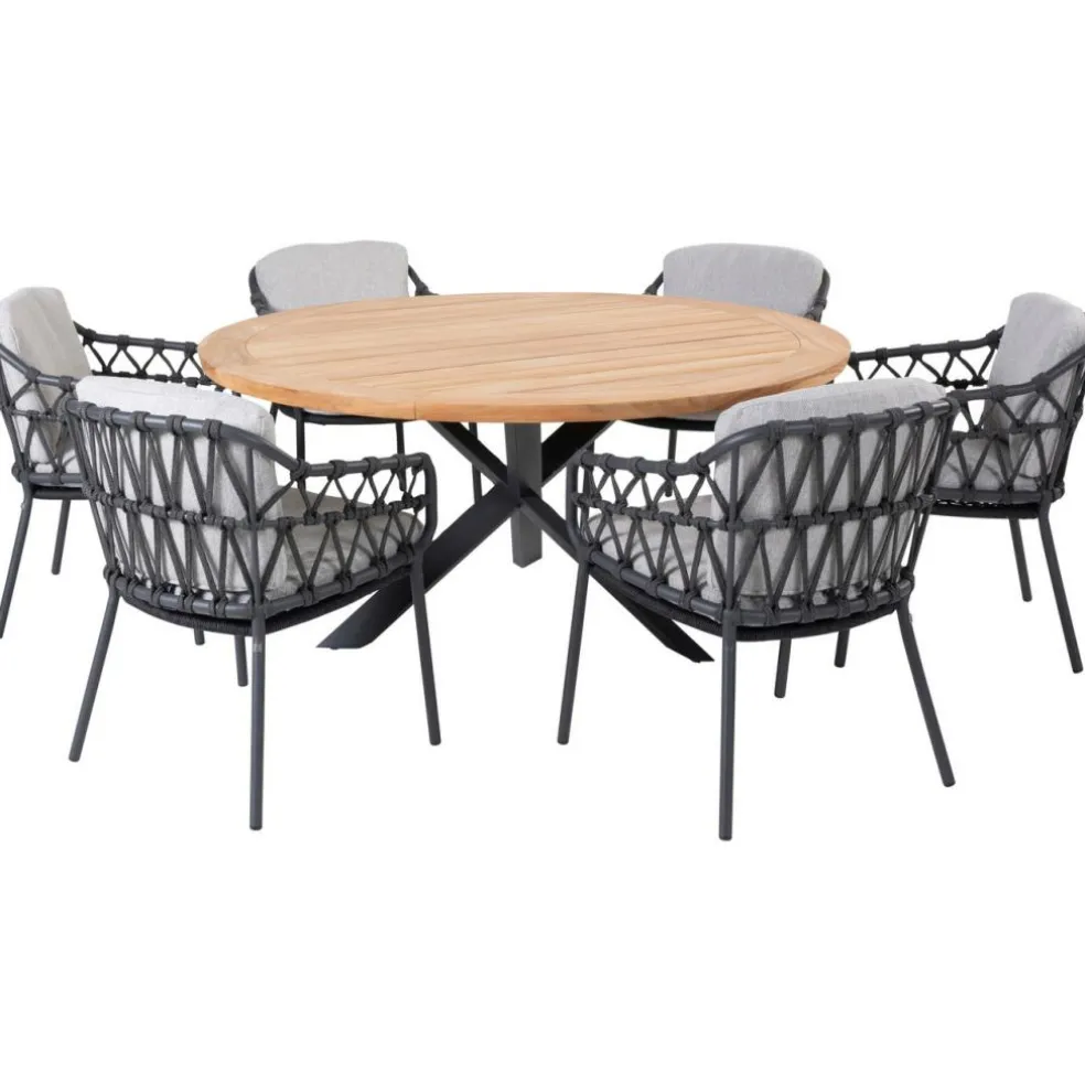 TASTE by 4 Seasons Prado 160 Calpi 6 tuinset rond teak anthracite
