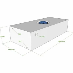 Vecam Watertank 100 liter 100 x 44 x 24 cm wit